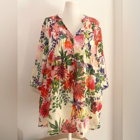 La Cera *Like New* Beautiful Floral Women’s Blouse Top Tunic | Size XL - Picture 3 of 12